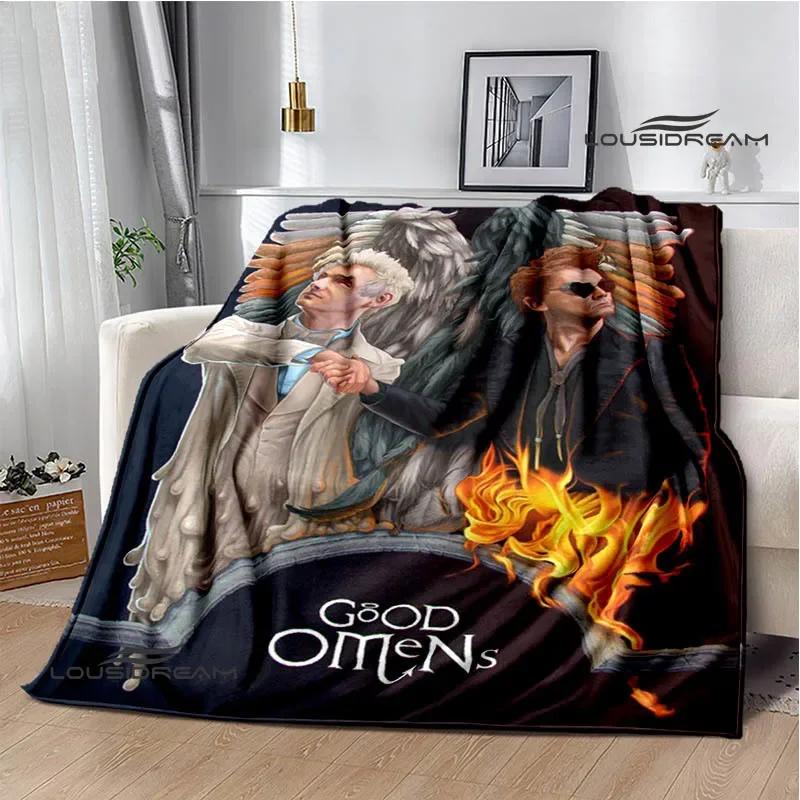 Good Omens Movie Print Blanket Kids Warm Nice Flannel Soft Comfortable Home Travel Blanket Bed Blanket Birthday Gift