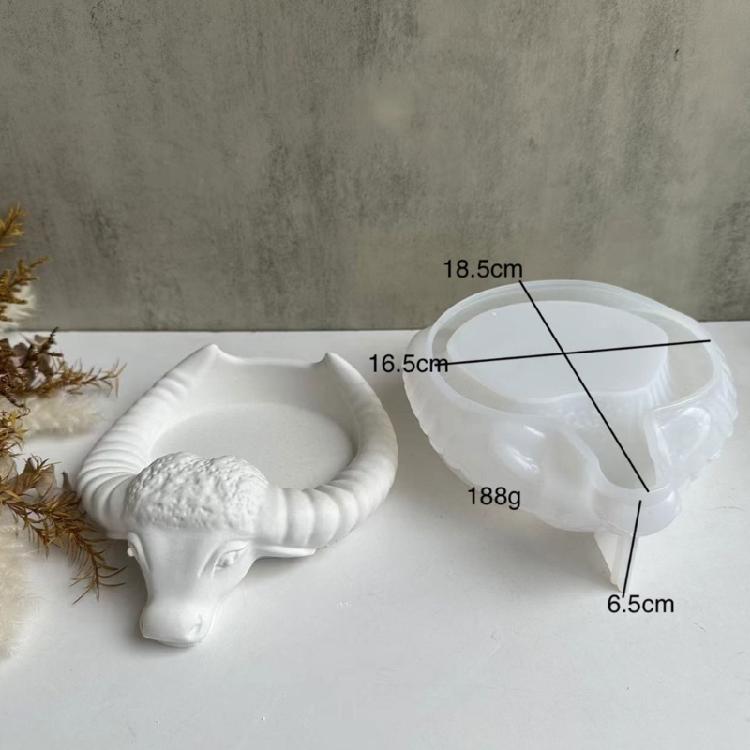 Exquisite 3D Bull Horn Ashtray Plaster Silicone Mold for Office Desk Ornament