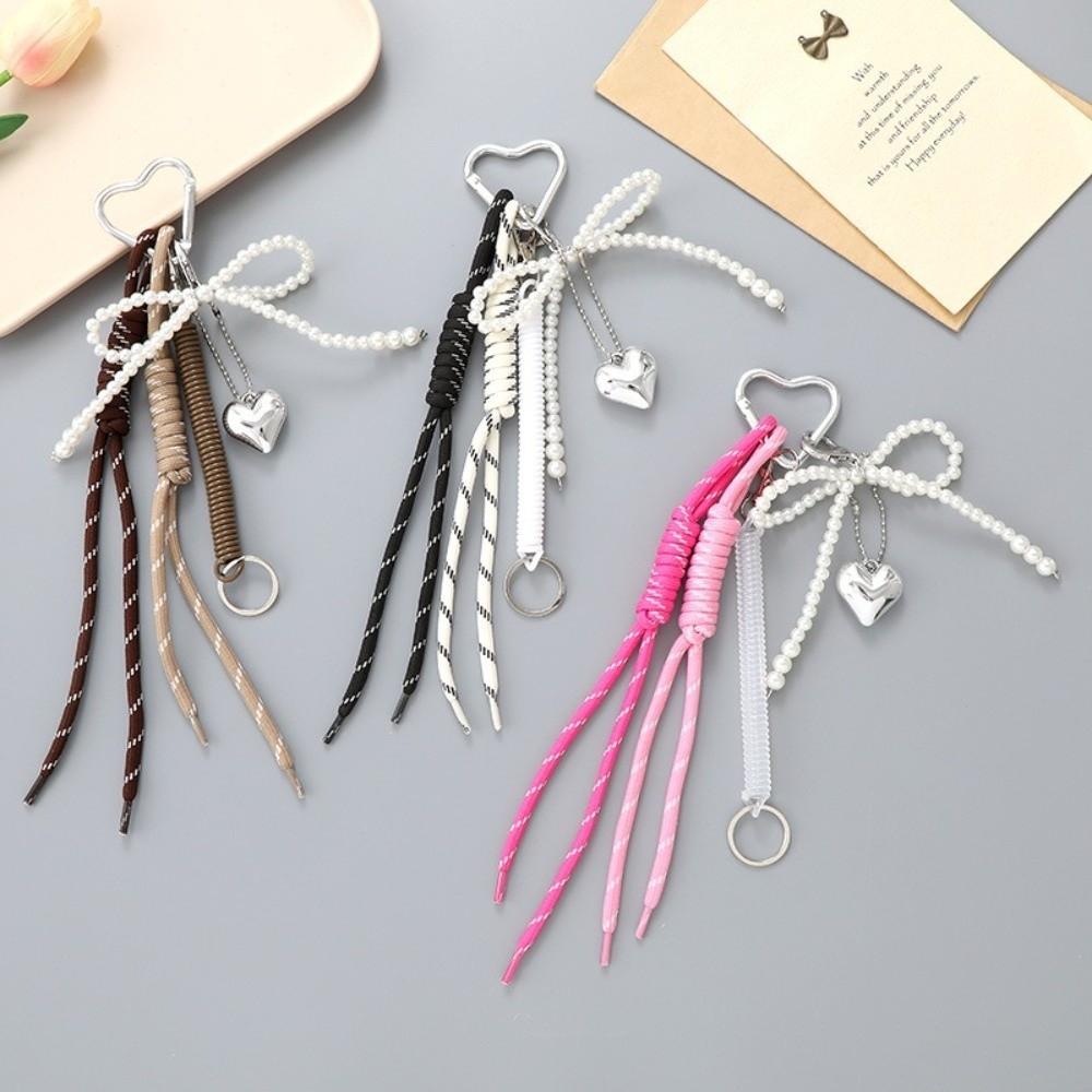 Phone Case Hanging Ornaments Heart Charms Keychain Y2k Rope Keychain Fashion Bowknot Key Ring