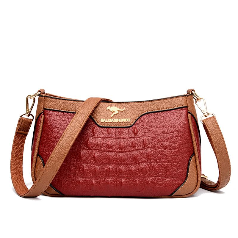 

Trendy and fashionable small square bag, retro contrasting color women s bag, simple casual shoulder bag, crocodile pattern embossed messenger bag. one size fits all