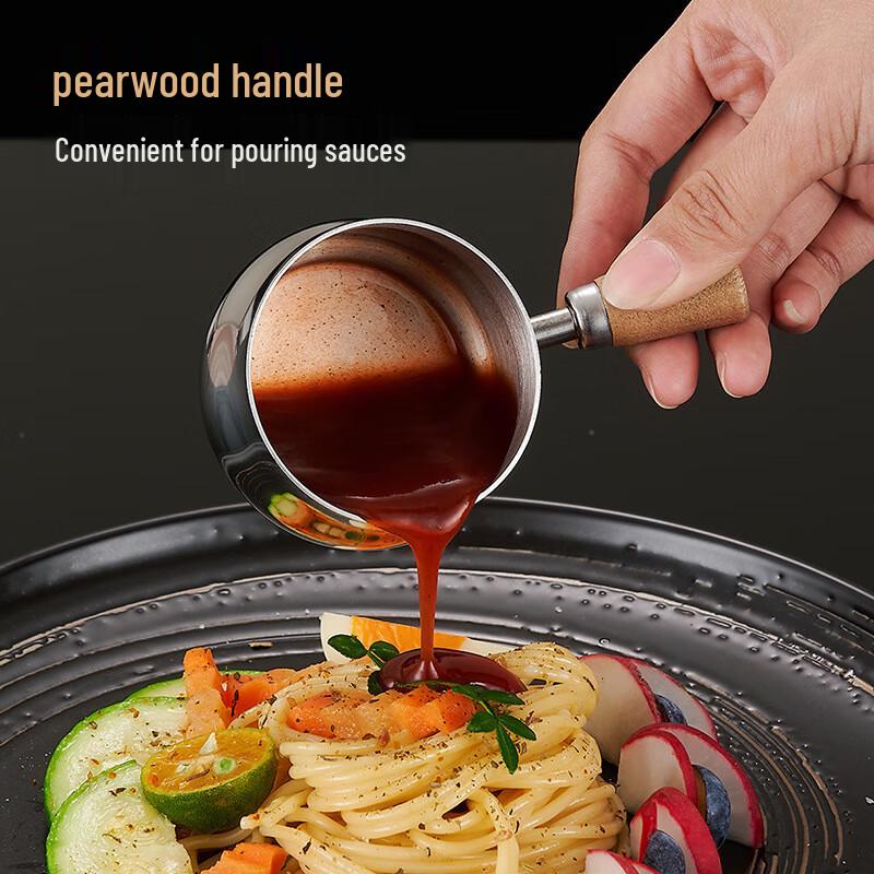 Chang Baosen 304 Stainless Steel Gravy Boat with Wooden Handle
