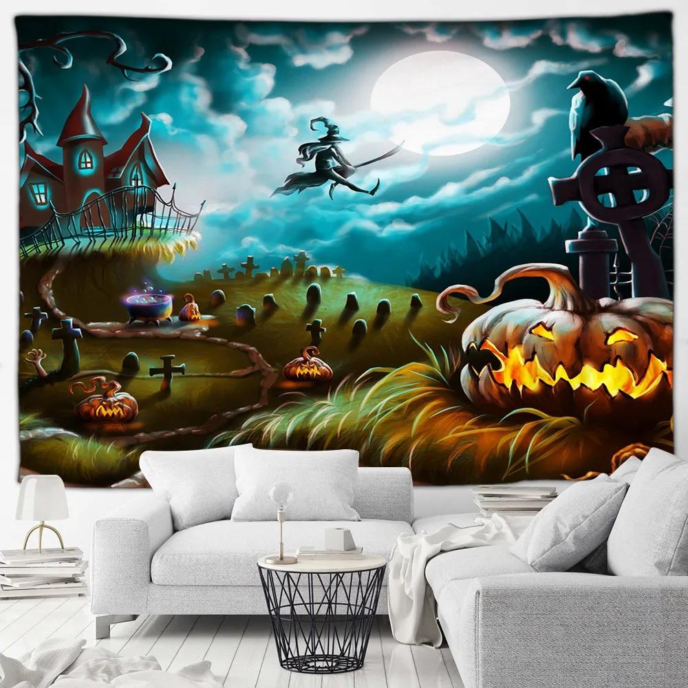 Red Rose Skull Tapestry Skull Blood Print Halloween Decorative Tapestry Home Living Room Room Decorative Wall Hanging