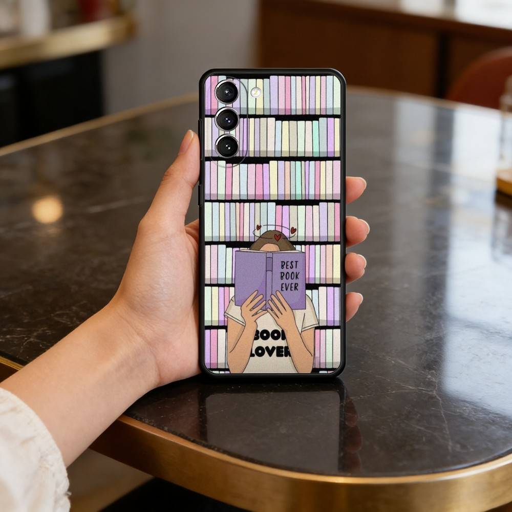 

R-Reading B-Books G-Girl Phone Case For Samsung S25,24,23,22,30,21,10,9,Ultra,Plus,Lite,FE,4,5 G Soft Black Case Samsung S26
