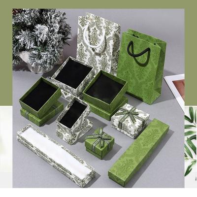 Elegant Bow Gift Box Paper Box with Cover Necklace Packaging Box Matcha Green Ring Box Jewelry Storage