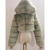 Pelz Herbst und Winter Kunstpelz Thermische Kapuzen-Pelzjacke Damen