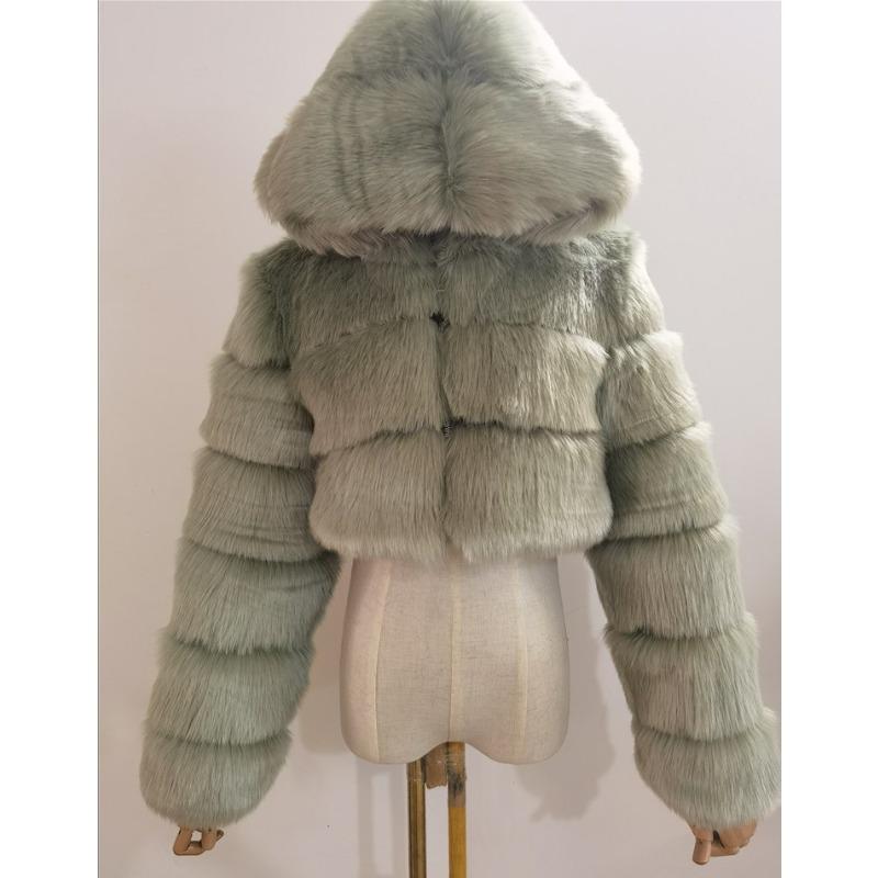 Pelz Herbst und Winter Kunstpelz Thermische Kapuzen-Pelzjacke Damen