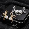 Elegant French Micro-Paved Bow Pearl Stud Earrings: Sweet, Fashionable, Versatile Jewelry