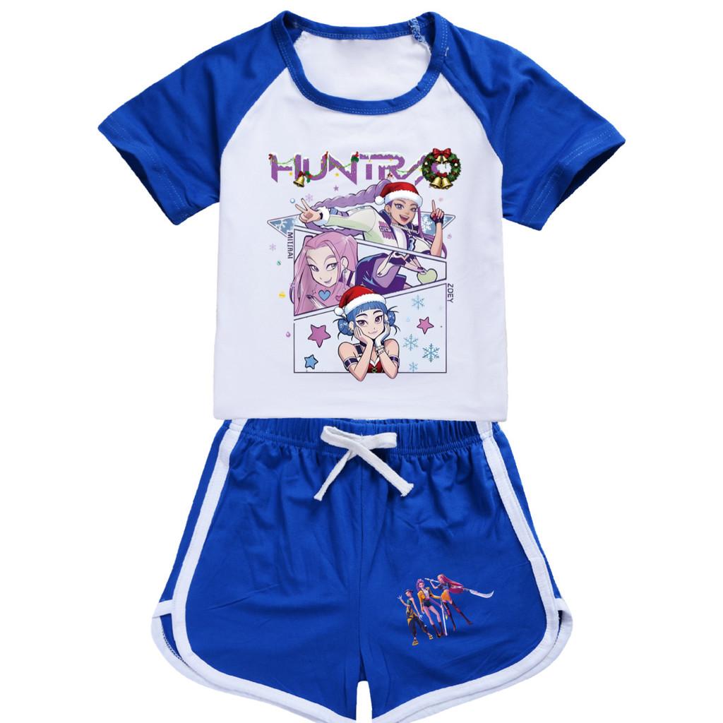 5095 Kids Girls Christmas POP Rumi Zoey Mira Print T-shirt Shorts Sport Tracksuit Clothes Set