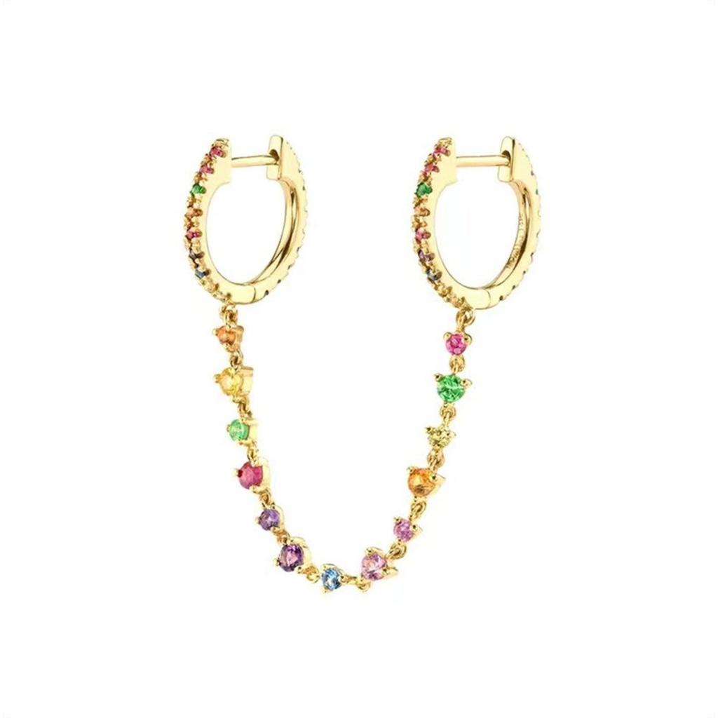 Design Stainless Steel Cubic Zirconia Hoop Earrings For Women Gold Color Pendant Cartilage Piercing Earring Unusual Jewelry