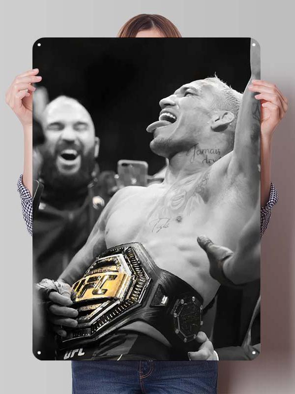 Charles Oliveira Boxer Metallschilder Gaming Zimmer Dekoration Benutzerdefiniertes Boxposter Blechschilder für Wandkunst Dekor Vintage Metallplatte