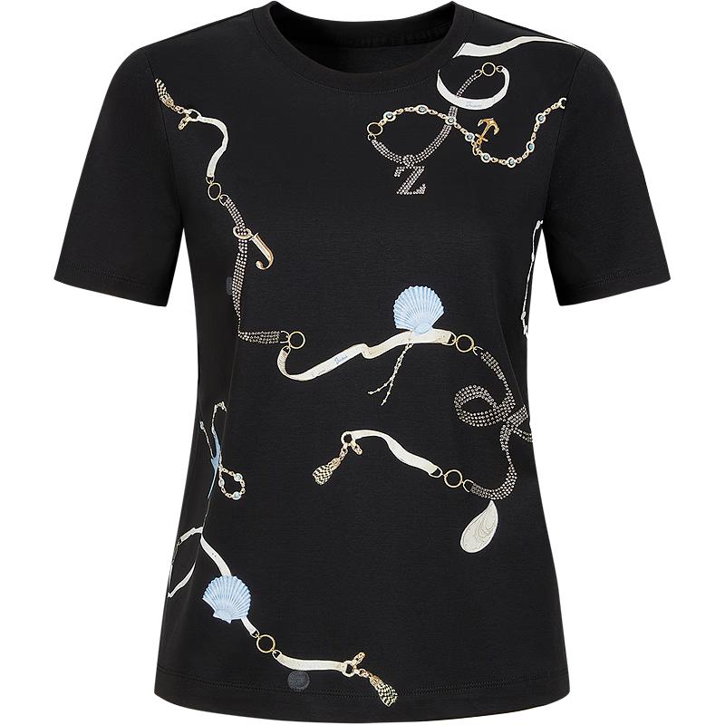 JUZUI Damen Marine-Kettenprint T-Shirt