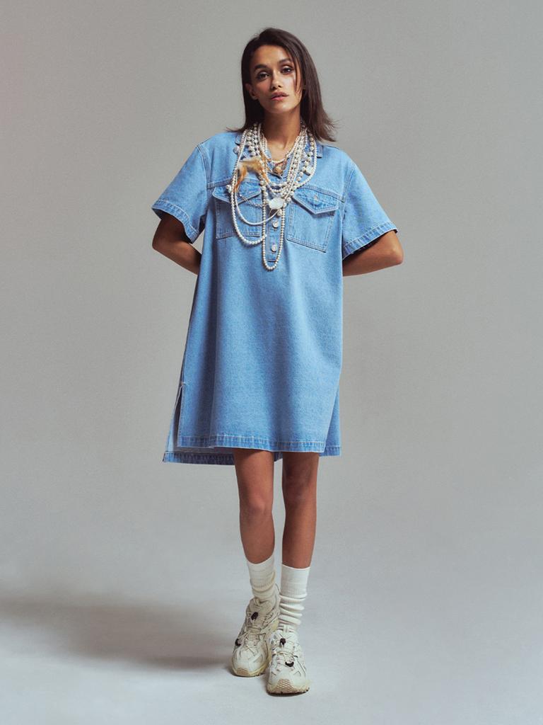ERER Denim Dress Sky Blue