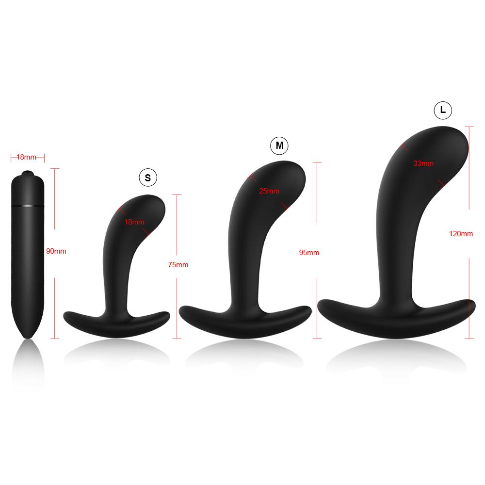 3 Size Silicone Butt Anal Plug Bullet Vibrator Prostate Massager Adult Sex Toys for Men/Women Couples Anal Trainer Buttplug