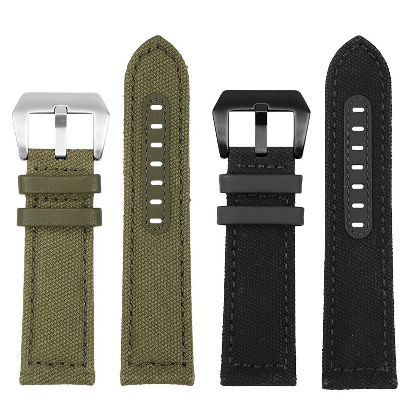 Voor Panerai PAM111 441 137 386 heren Horlogeband Nylon Canvas nylon Koeienhuid Horlogeband 20 22 24mm Roestvrijstalen Gesp Accessoires