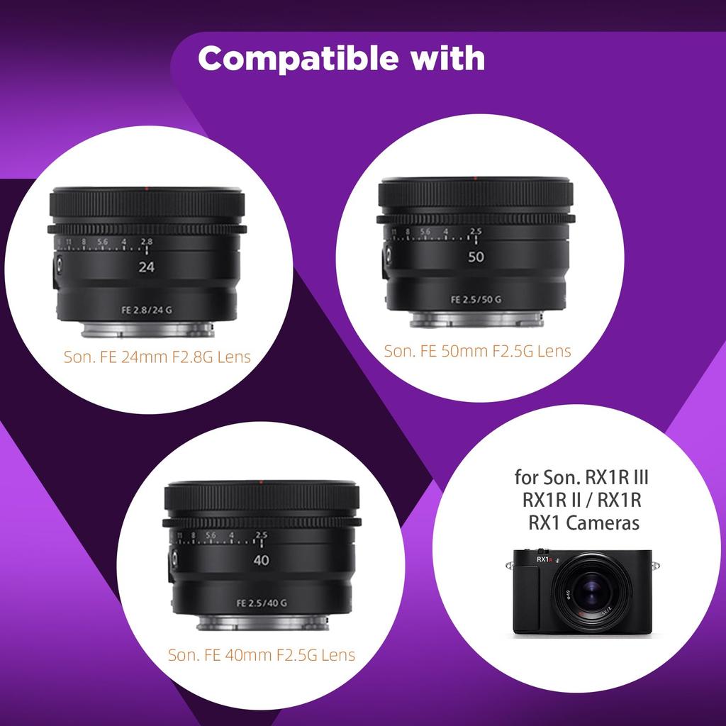 Haoge lens hood for Sony FE 40mm FE 50mm and FE 24mm G F2.5 G, F2.5 G, F2.8 lenses.