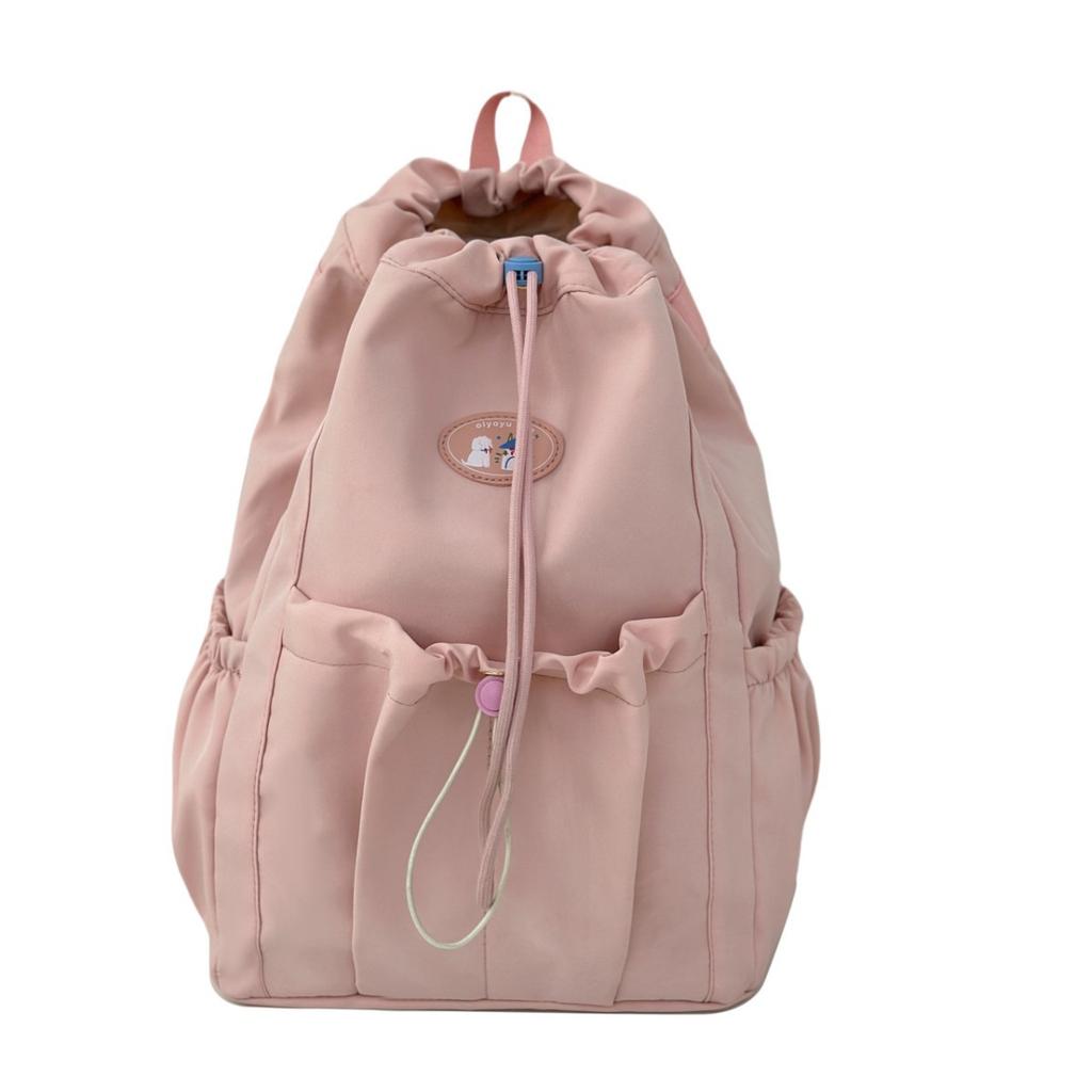 Schoolbag casual simple schoolbag new girl heart drawstring bundle commuter travel backpack student class versatile backpack