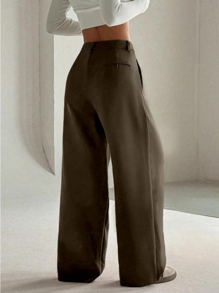 Fashion Women Loose Wide Leg Suit Pants High Waist Trousers Spring Autumn Casual Pants Ladies Elegant Solid Color Ladies Simple Long Trousers