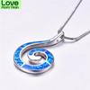 Blaike Ozeanblau Weißes Feueropal Für Frauen Muschel Anhänger Wellen Halsketten Farbe Spirale Choker Weiblicher Feinschmuck Trendiger Anhänger
