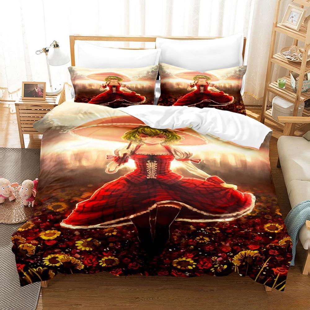 3D Druck Anime Kawaii Mädchen Yuuka Kazami Bettwäsche Set Einzelbett Twin Full Queen King Size Bettset Erwachsene Kind Schlafzimmer Bettbezug Sets