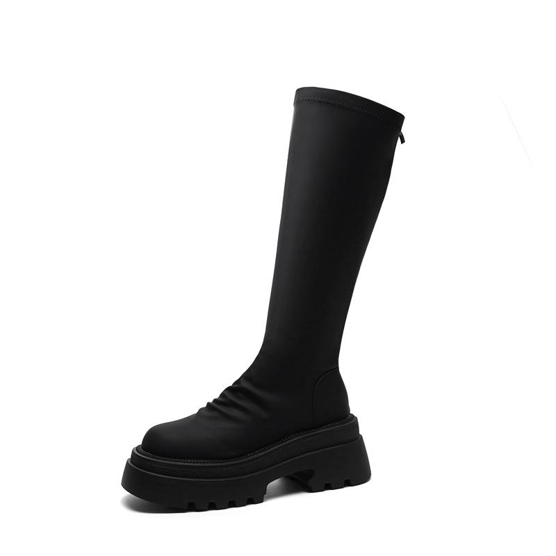 New big tube circumference boots women's thick-soled high tube fat mm thin boots stacking boots small man heightening boots
