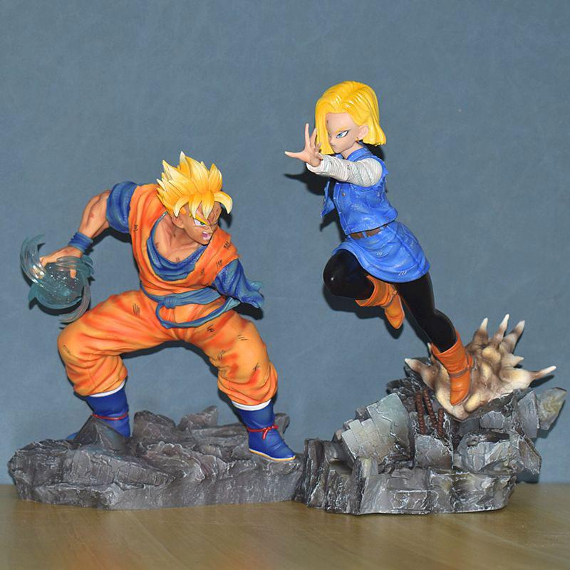 Dragon Ball Gohan VS Android 18 Anime Figure Super Saiyan Son Gohan Figurine Model Collection Desk Decoration For Christmas Gift