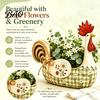 Floral Pattern Kitchen Organizer Vintage Farmhouse Rooster Utensil Holder, Resin Chicken Counter Organizer, Rustic Country Container Cooking