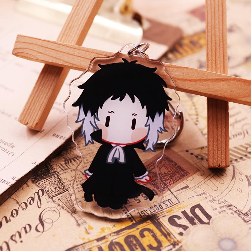 Action Bungo Stray Dogs Keychain Playthings Q Version Nakajima Atsushi Yosano Akiko Kunikida Doppo Mori Ogai Plastic Key Ring Present Toy