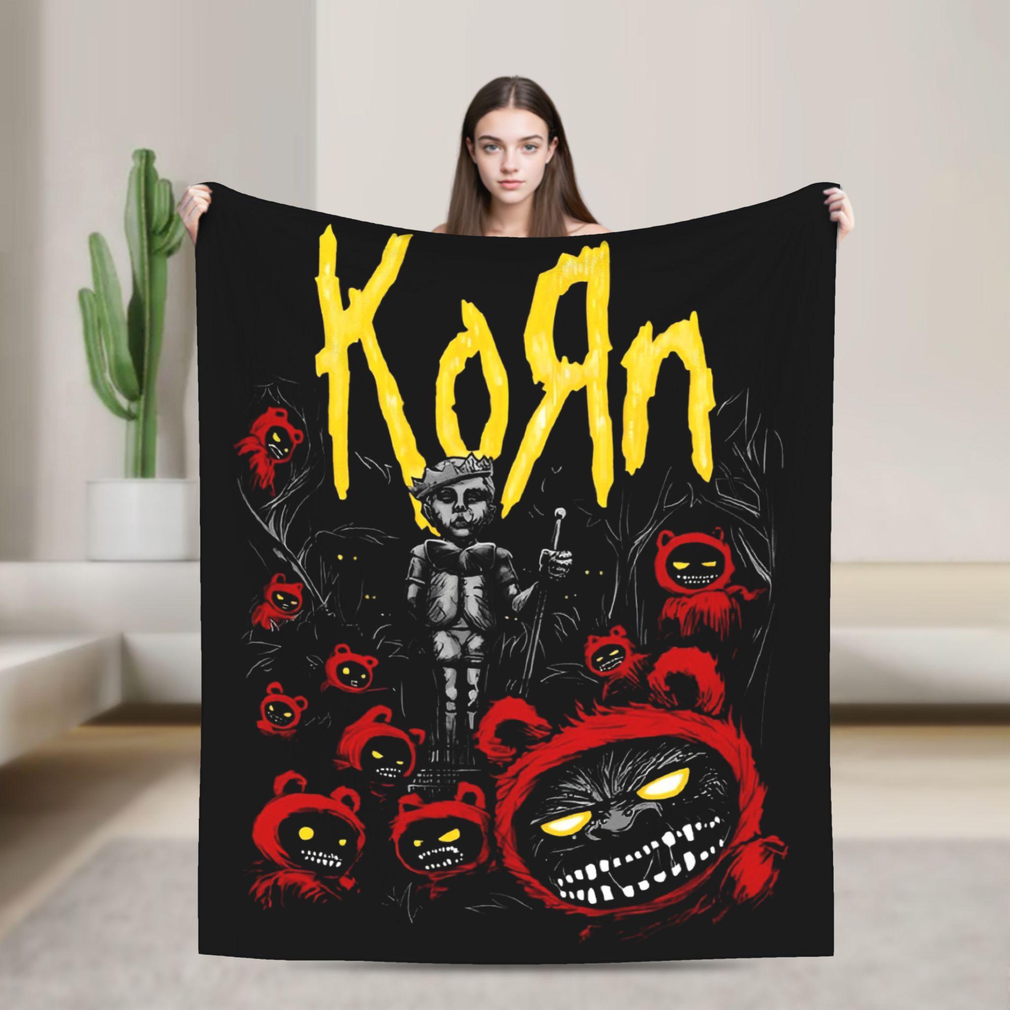 

Korn Baby Doll Fleece Throw Fashion Blankets Graffiti Music Korn Art for Couch Knitted Fashion Blanket Car Soft Multifunction 75x90cm
