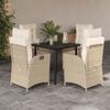 Vidaxl 5-Cz. Juego de Muebles de Jardín con Cojines, Beige, Ratán Sintético