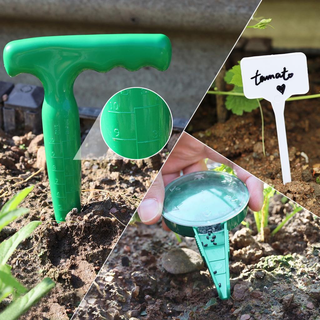 Gartenpflanzwerkzeug-Set Lochgräber Sämaschine mit Tiefenmarkierung für das Auspflanzen und Pflanzen von Setzlingen