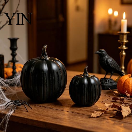Innen Außen Herbst Dekoration Funkelnde Lichter Kürbis Dekoration, Halloween Harz Nachtlicht, Dekorative Tischlampen Beleuchtetes Herbst-Mittelstück für