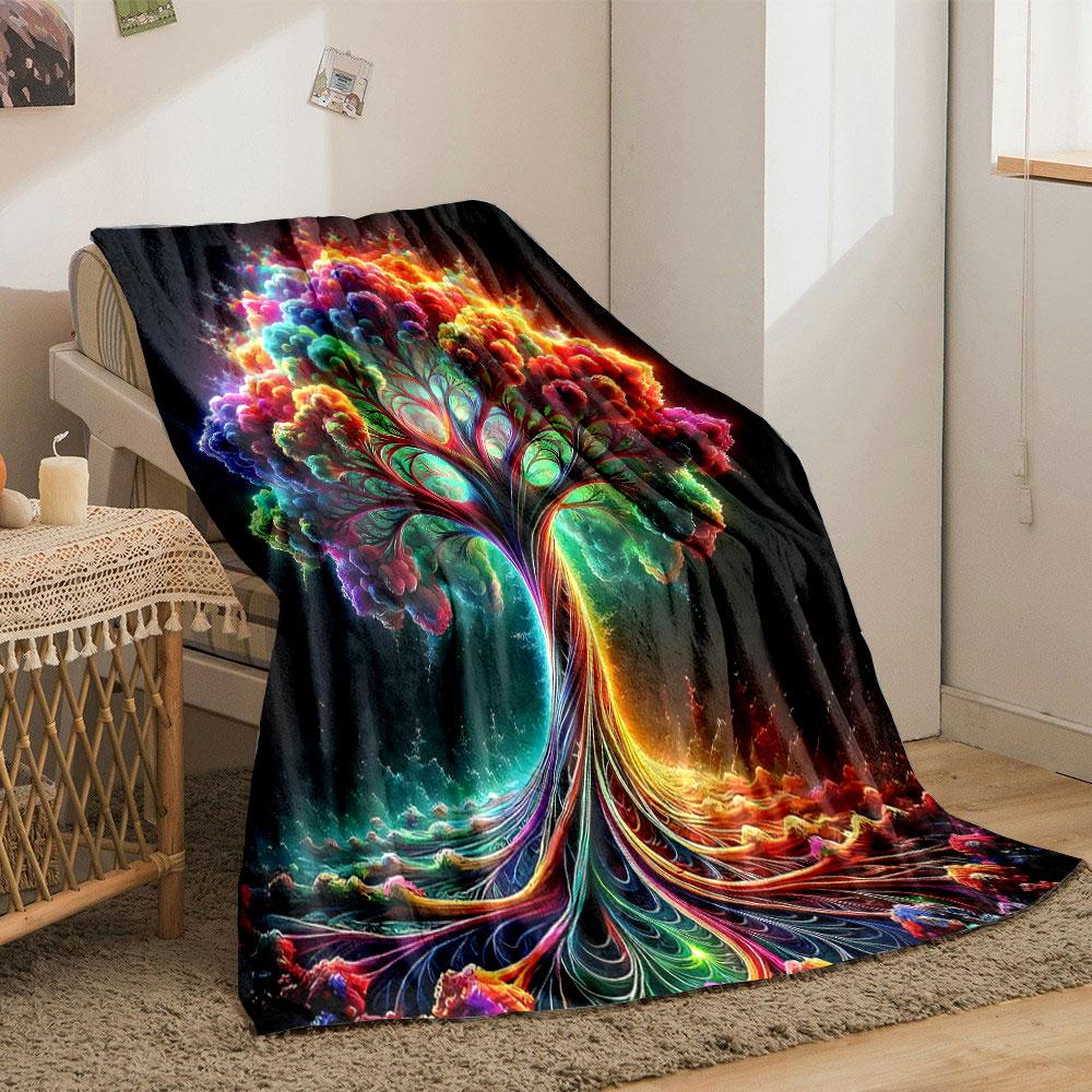 Colorful Trippy Tree Blanket bedroom Blanket for Livingroom Couch lunch break Soft throw for Friend's festival Gift