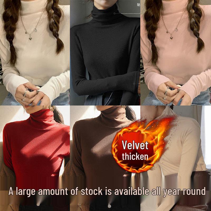 Women's Slim Fit Fleece Turtleneck - Autumn/Winter Long Sleeve Base Layer