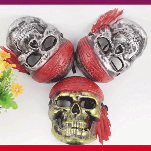 Full Face Scary Pirate Skull Mask in Gold & Silver for Halloween