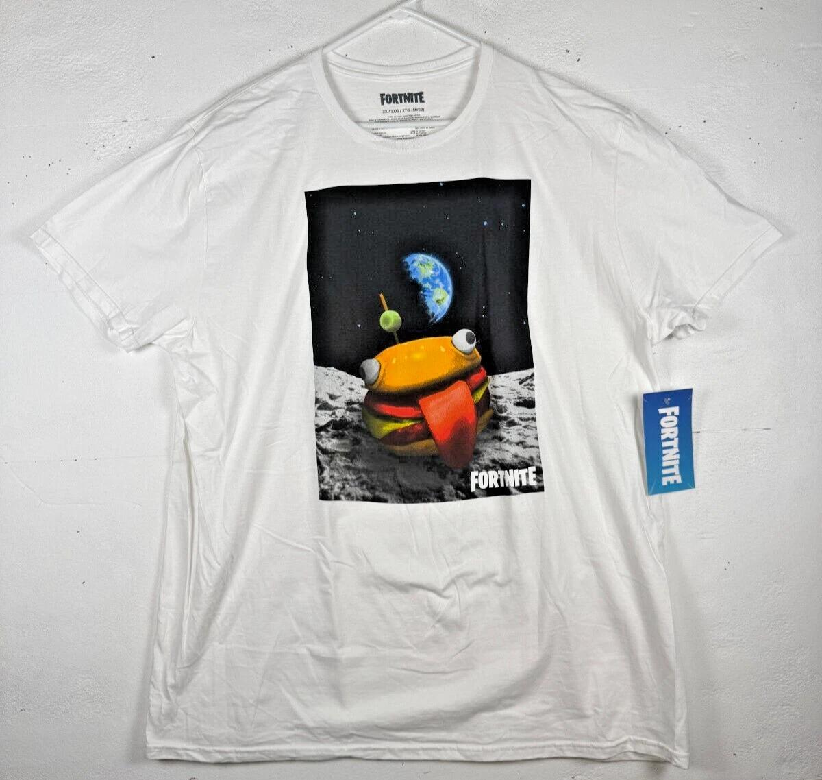 Size 2XL - Fortnite Durr Burger Space Graphic T-Shirt White L