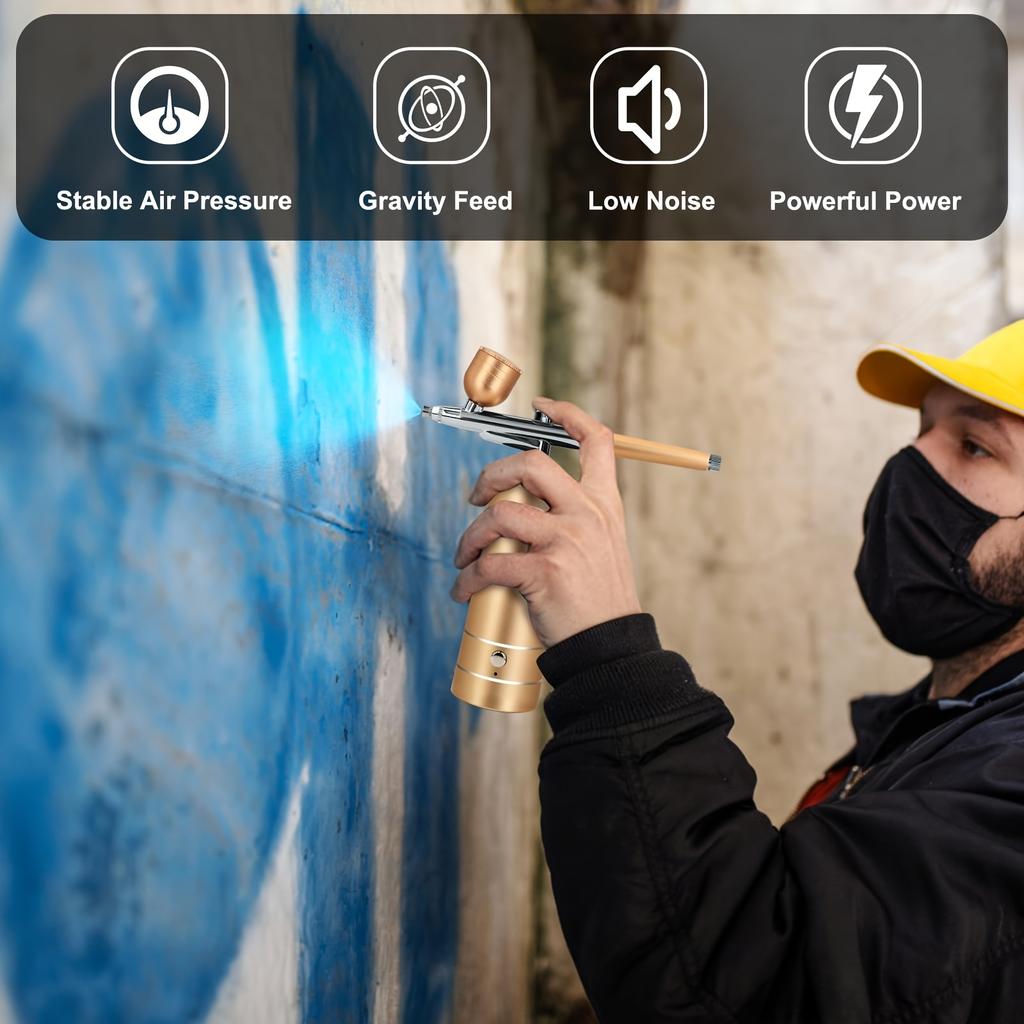 Full Gun Kit with Wireless Compressor - 36PSI High Pressure, 50 Minute Operating Time, Portable Nail Brush