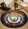 Manchester City FC Pattern Round Rug, Indoor/Outdoor Mat, for Picnic, Gameroom, Bedroom, Office, Living Room, Home Decor Carpet, Birthday Gift