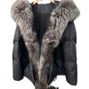 A Haining Fur Women's High-end New 90 White Duck Down Fashionable Fox Hair Hooded Down Jacket