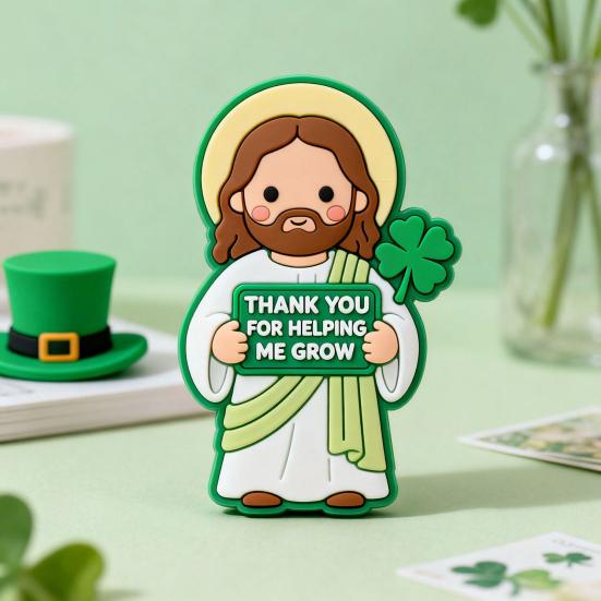 4 Pcs St. Patrick's Day Little Jesus Figurines Thank You for Helping Me Grow Tiny Jesus Figures Religious Gifts for Desktop Mantel Shelf Home Decor