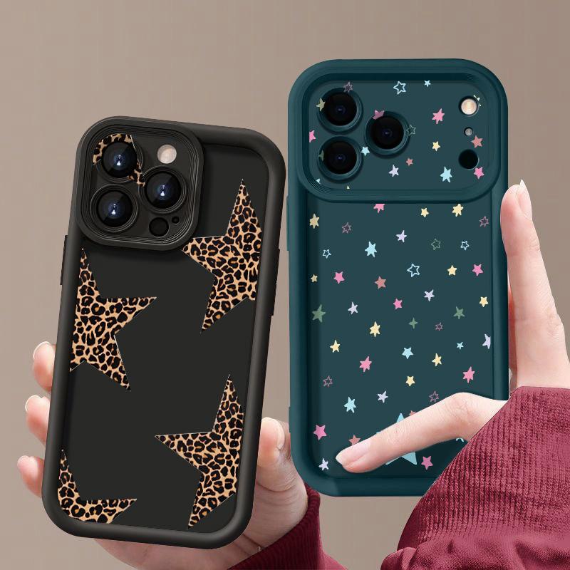 Five-pointed Star Pattern TPU Case For iPhone 17 Pro 17e 15 16 Pro Max 14 13 Pro Max 16e Shockproof Soft Silicone Phone Cover