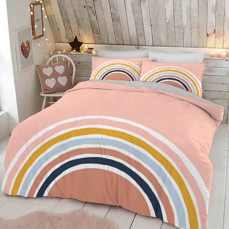 

Comforter Trendy Pastel Colors Rainbow Bedding Set Baby Kids 150X210 135X200 And Zipper Comforter (quilt)-EU Single(135*200cm)3pcs