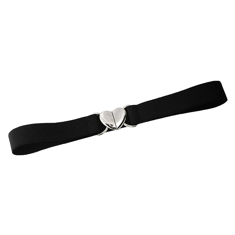 Women Elastic Belts Love Heart Metal Buckle Waist Dress Coat Sweater Decorative Elegant Exquisite Waistband Accessories