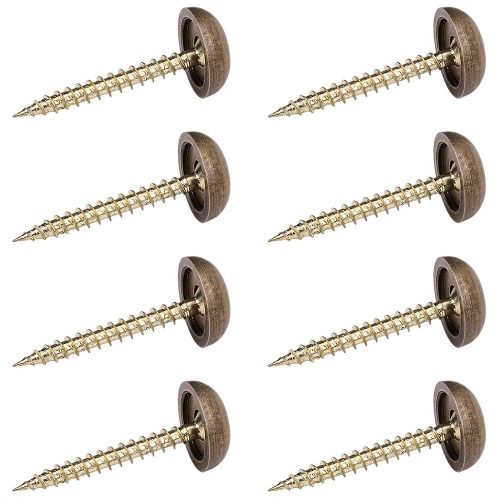 Pack of 8 Sturdy Brass Decorative Screws With Mirror Caps for Furniture Fixing Rustproof Construction Furniture Hardware