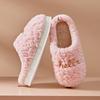 Hello embroidered plush cotton slippers indoor thickened warm cotton mop non-slip home slippers winter
