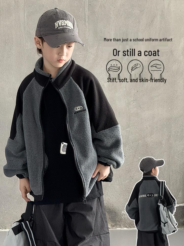 Boys' 2025 Fleece-Lined Waterproof Windproof Autumn/Winter Jacket