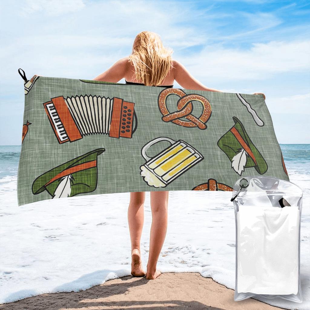 Oktoberfest - sage Beach Towel Soft Microfiber Quick Dry Absorbent Quick Towels For Pool