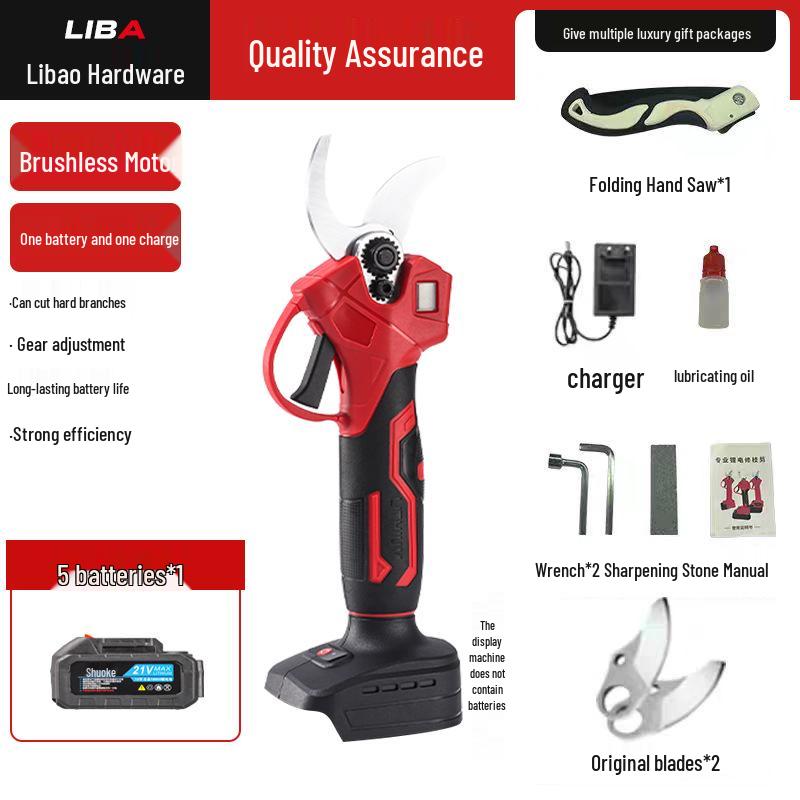 Cordless Electric Pruning Shears with Lithium Battery for Outdoor Garden and Fruit Tree Branches