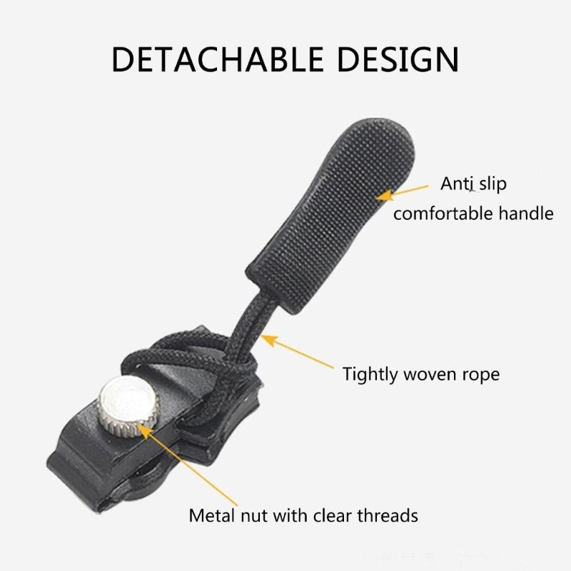 12 Pieces Zippers Repair Kits Quick Instants Zippers Pullers 3 Size Zippers Replacement Set for Jackets Jeans Suitcases