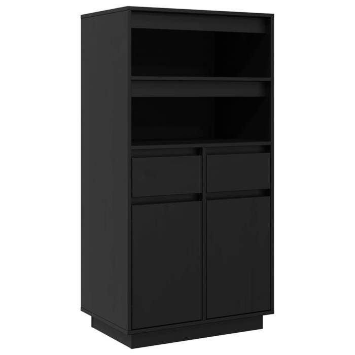 814538 vidaXL Buffet haut Noir 60x40x116,5 cm Bois massif de pin