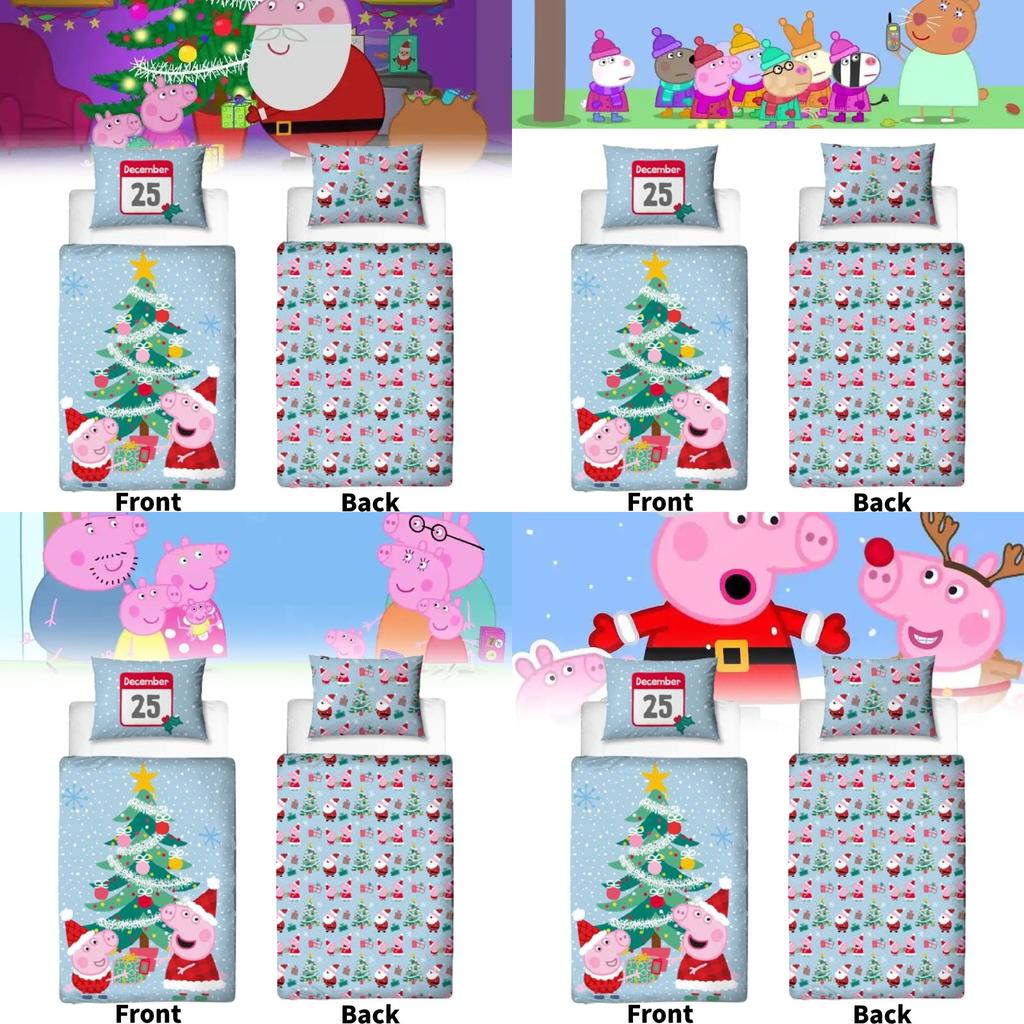 Peppa Pig Weihnachtliches Festdruck Bettwäscheset für Kinderzimmerdeko